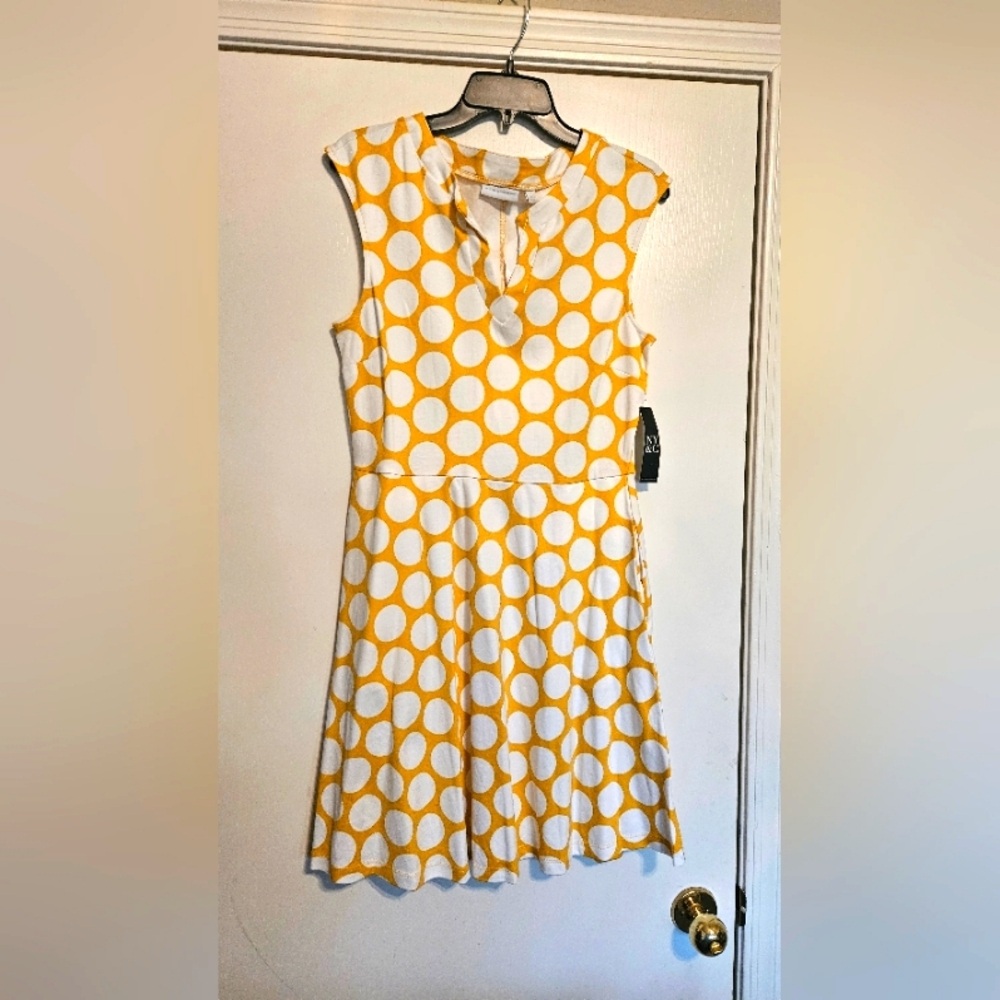 Yellow A-Line Sundress with Crew Neck
